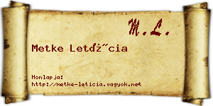 Metke Letícia névjegykártya
